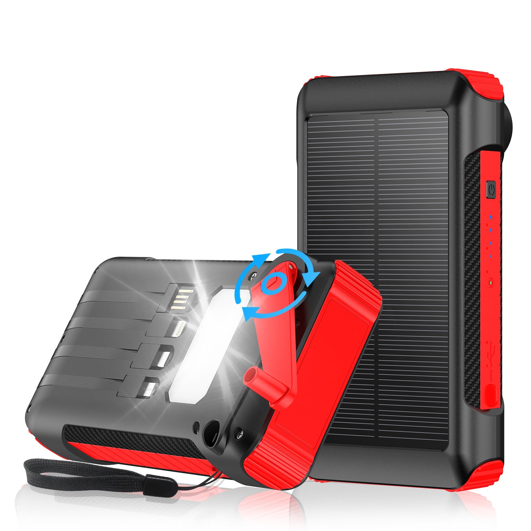 Unisex Powerbank med Solenergi, LED-ljus och Kompass för Utomhusbruk 8