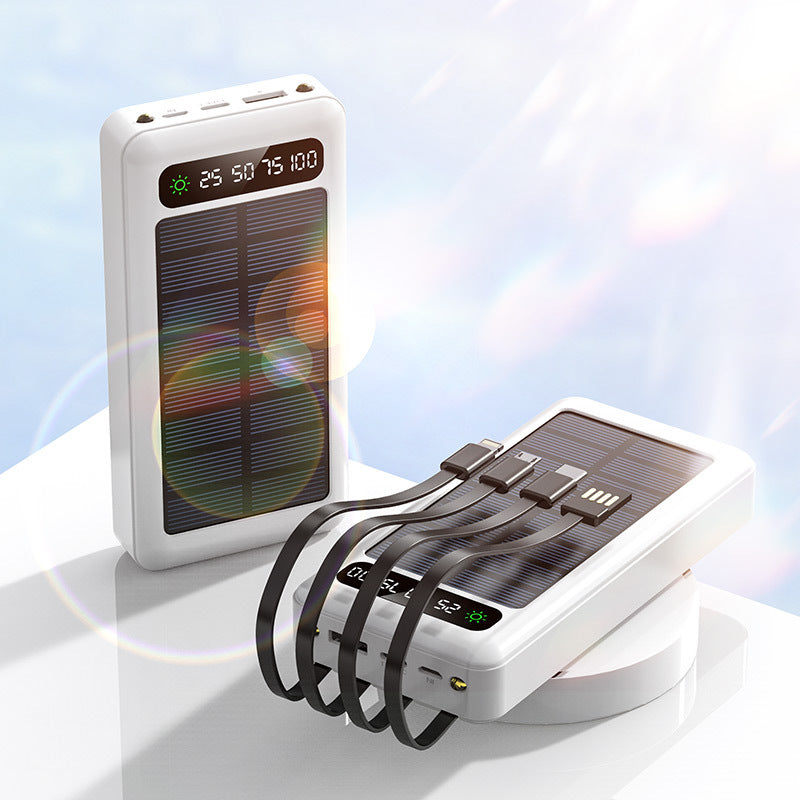 Unisex Powerbank med Solpanel och Multifunktionella Laddningskablar 2