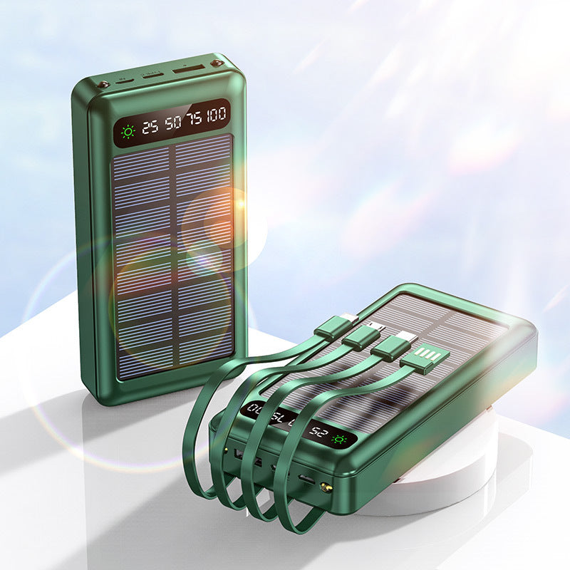 Unisex Powerbank med Solpanel och Multifunktionella Laddningskablar 3