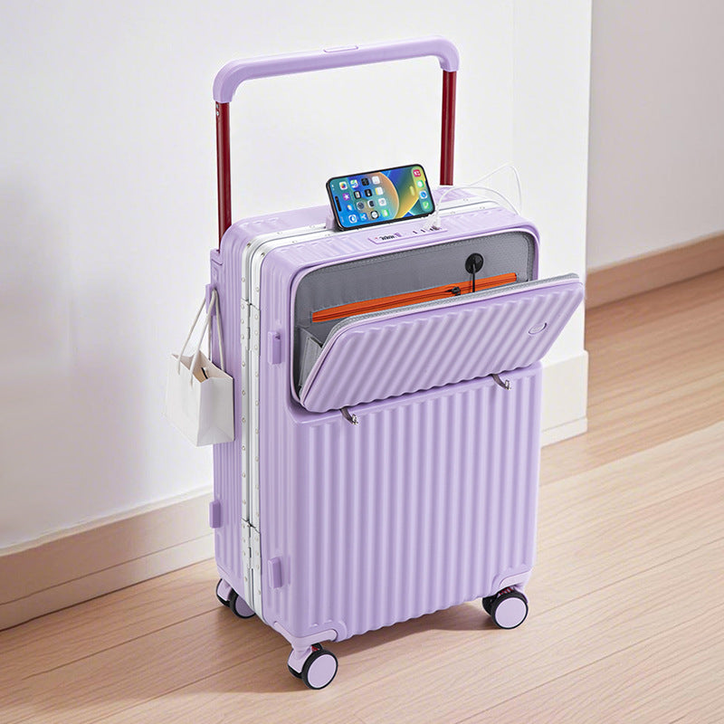 Unisex Rullande Bagage med Flera Fack och Laddningsport 3