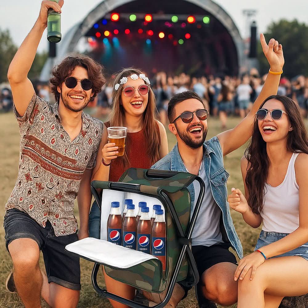 Unisex Ryggsäck med Hopfällbar Stol och Kylfack för Utomhusaktiviteter 5