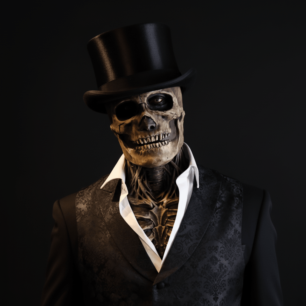 Unisex Skelettmask med Hatt för Halloween 0