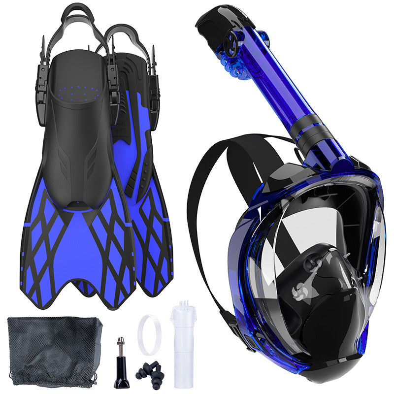 Unisex Snorkelset med Helmask och Flexibla Fenor 0