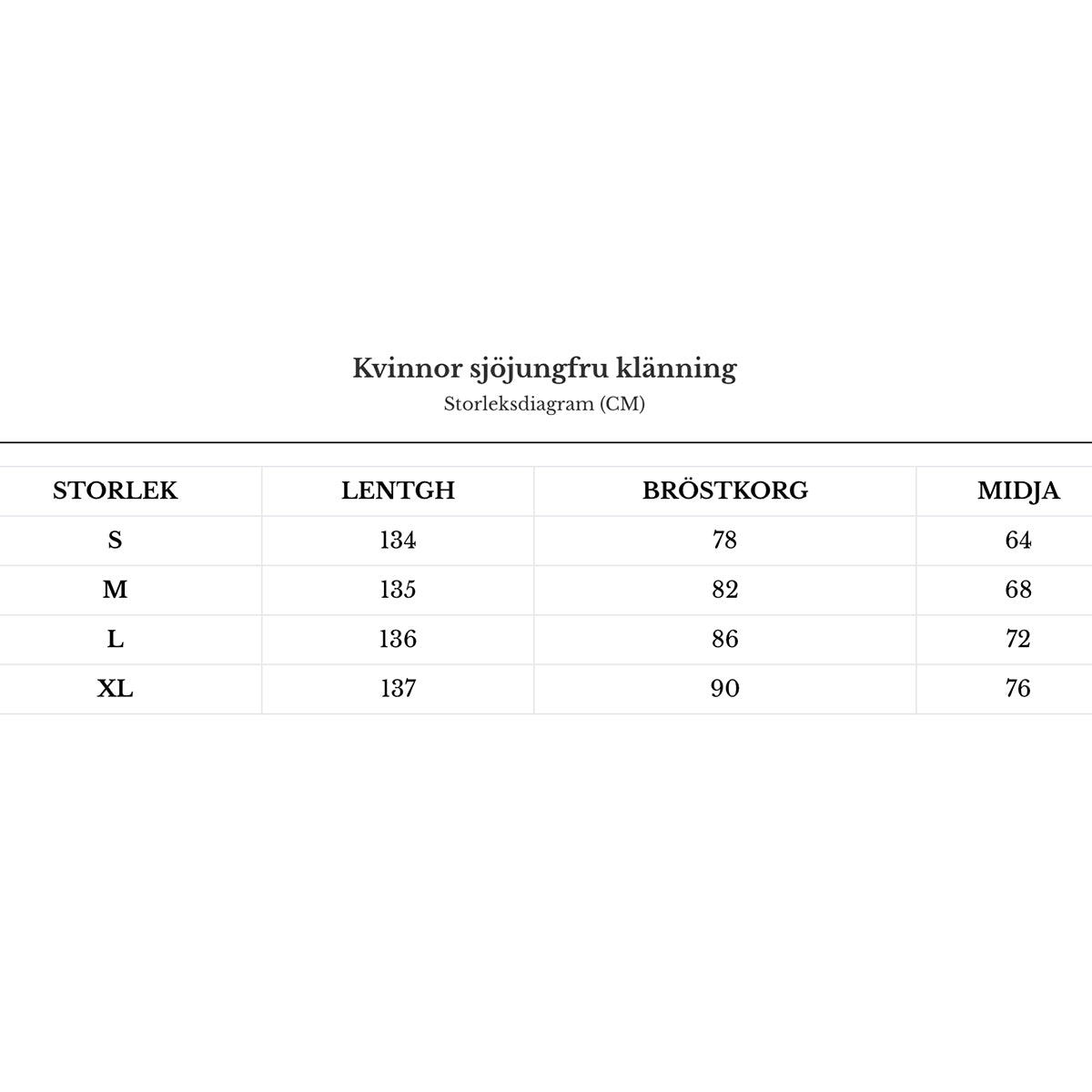 Kvinnor sjöjungfru klänning
