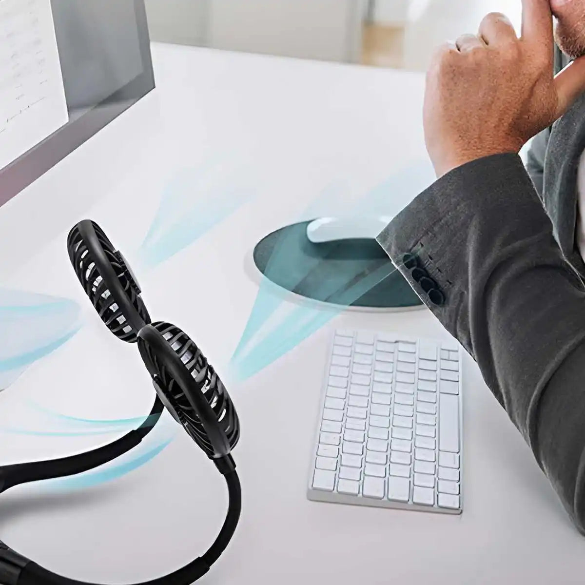 Uppladdningsbar Halsfläkt Handsfree Med Tre Hastigheter 4