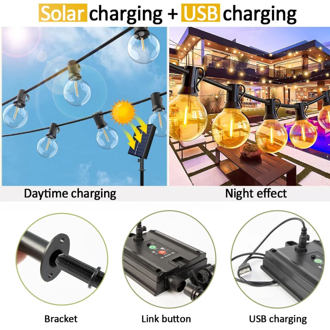 Utomhus Strängljus Solar Vattentålig Design 6