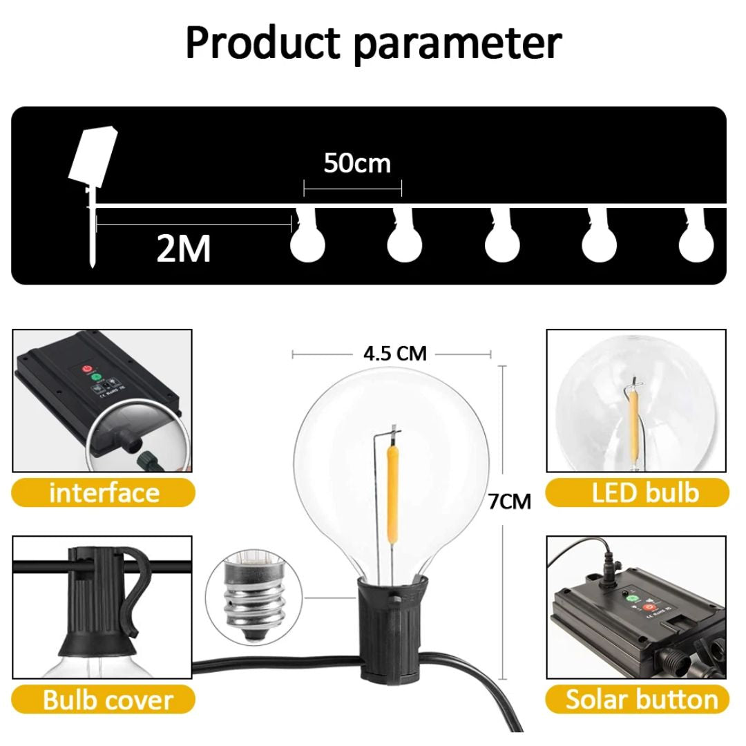 Utomhus Strängljus Solar Vattentålig Design 7