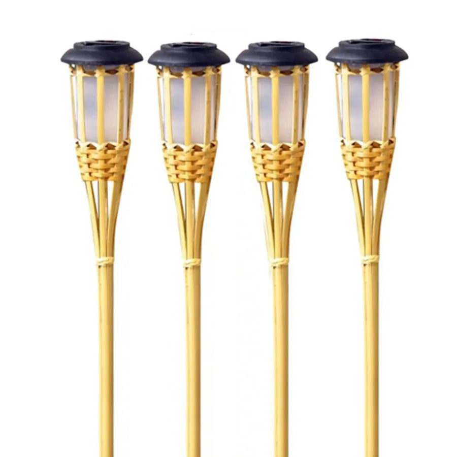 Utomhus Trädgårdsfacklor Bambu Design Solar LED Belysning 5
