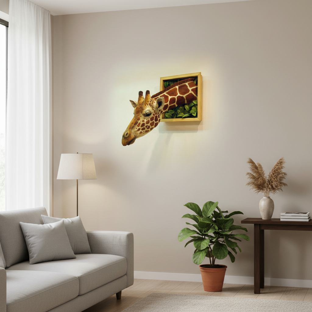 Väggdekoration Giraffhuvud 3D Skulptur 2