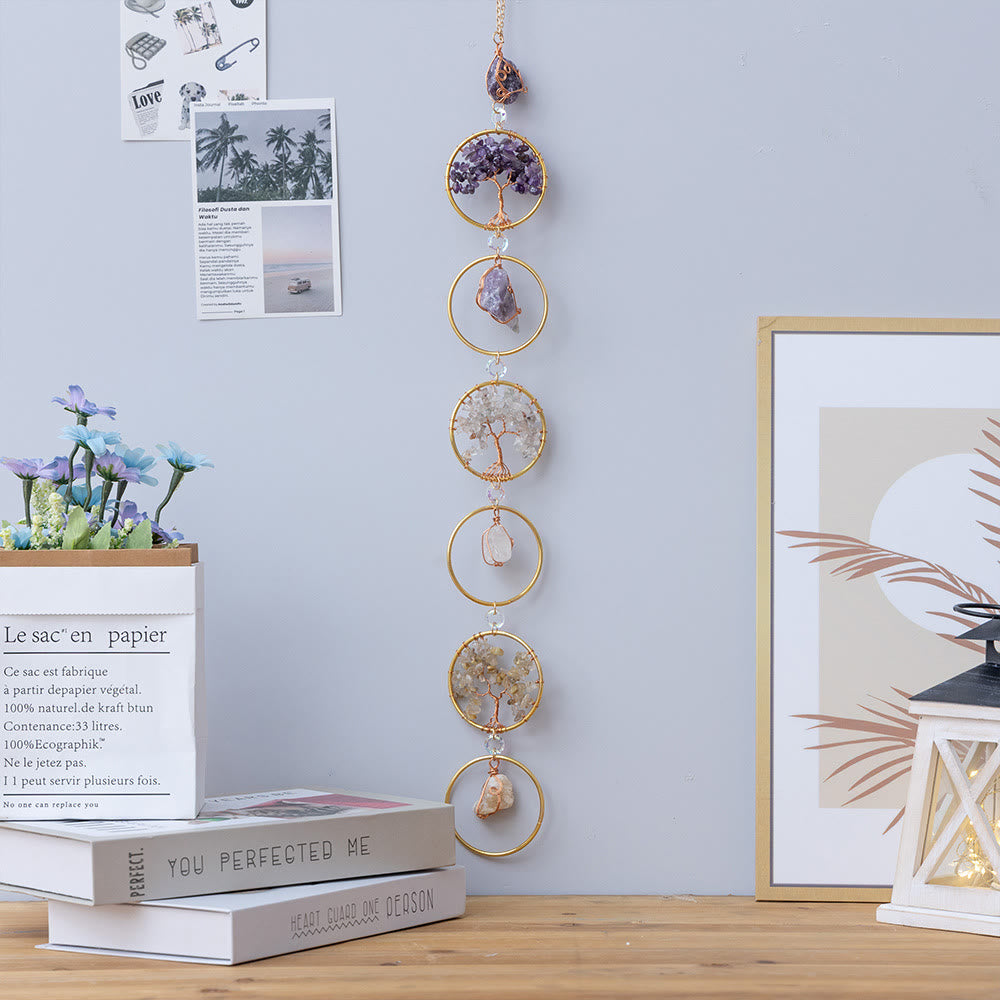 Väggdekoration för Hemmet - Livets Träd med 6 Ringar 1