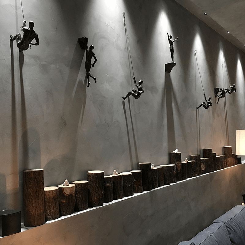 Väggdekoration för Klättrande Figur i Tredelad Design 2