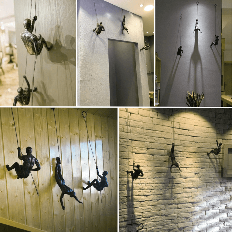 Väggdekoration för Klättrande Figur i Tredelad Design 4
