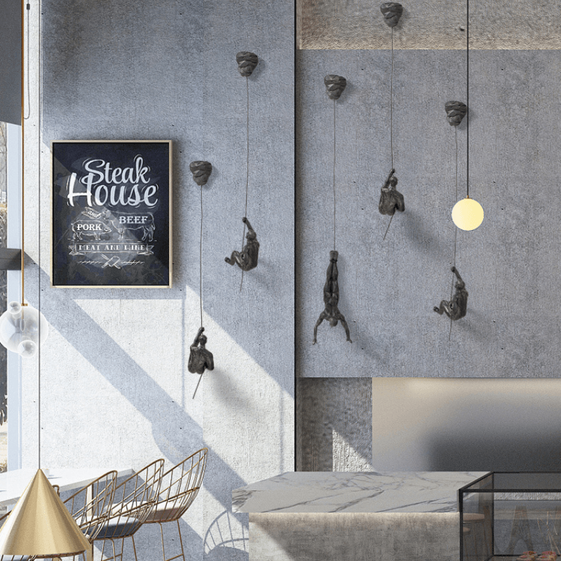 Väggdekoration för Klättrande Figur i Tredelad Design 7