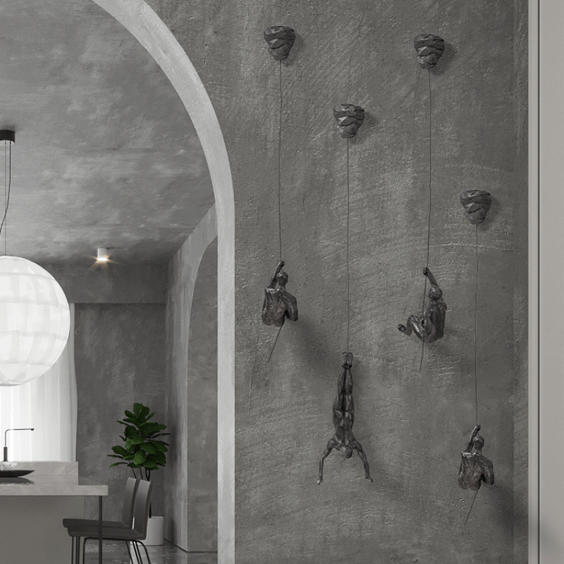 Väggdekoration för Klättrande Figur i Tredelad Design 8
