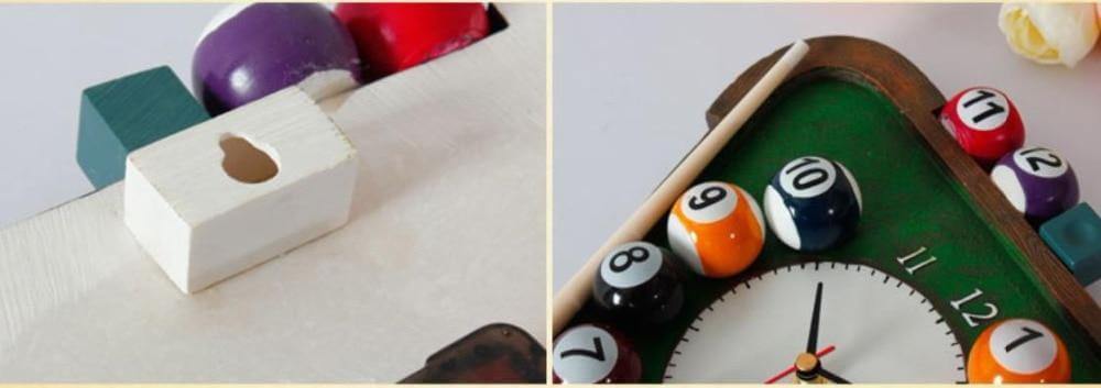 Väggklocka Modern Design för Biljardrum med 3D-Poolbollar 1