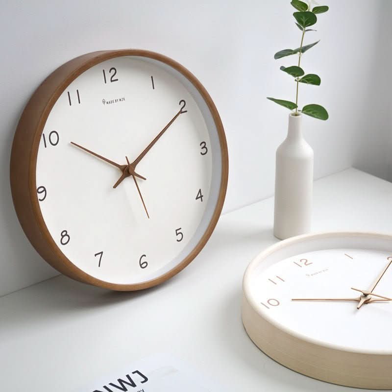 Väggklocka Tyst Design i Massivt Trä 25 cm 2