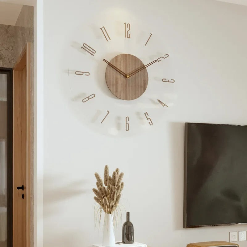Väggklocka i Trä Modern Minimalistisk Design 7