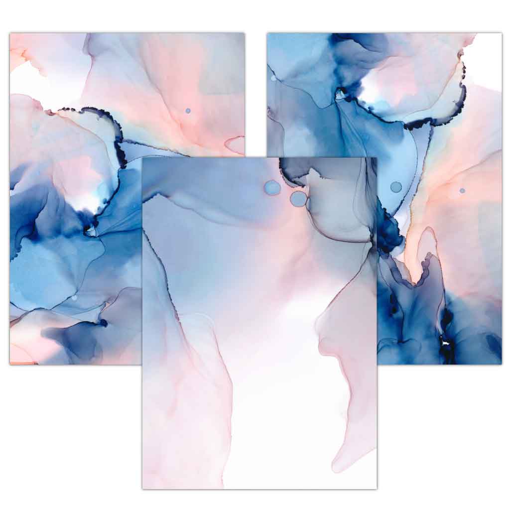 Väggkonst Set med 3 Affischer Abstrakt Design 0