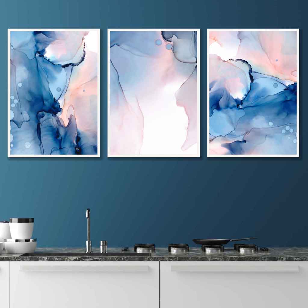 Väggkonst Set med 3 Affischer Abstrakt Design 2