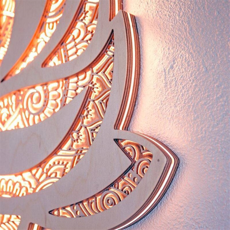 Vägglampa för Hemmet med Lotus Mandala Design 4