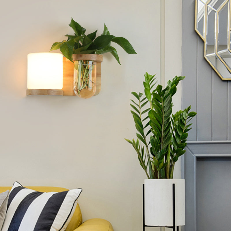 Vägglampa i Art Deco-stil med trädetaljer och glas 3