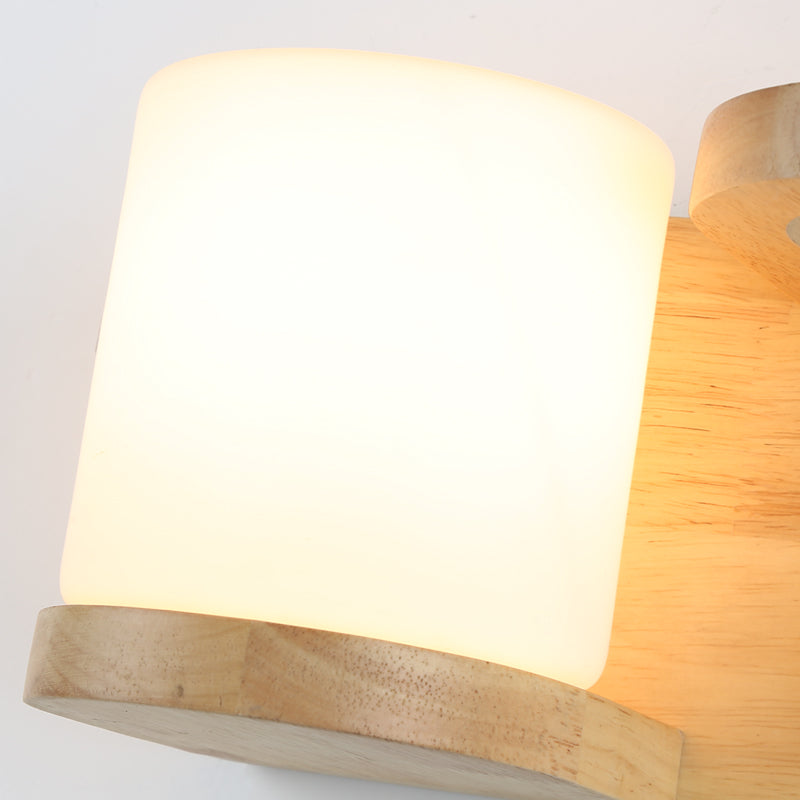 Vägglampa i Art Deco-stil med trädetaljer och glas 4