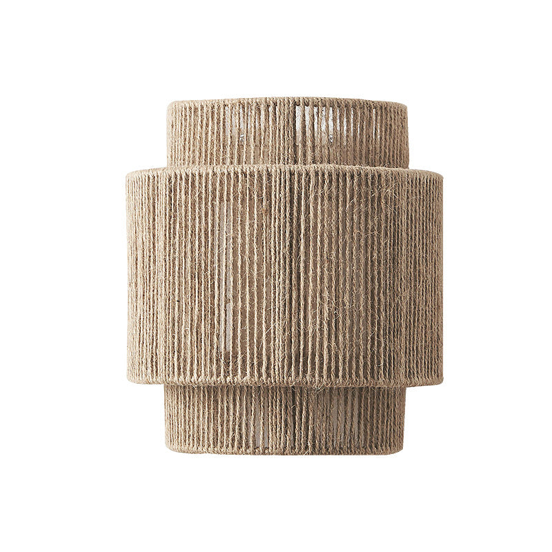Vägglampa i Bohemisk Stil med Rattan och Hampa 3
