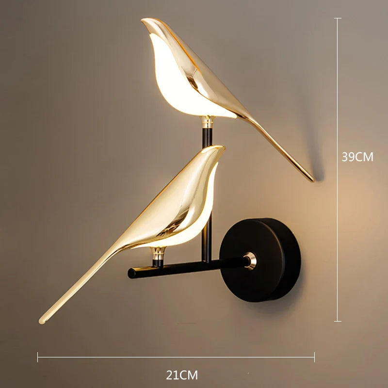 Vägglampa med Fågelmotiv i Metall 10