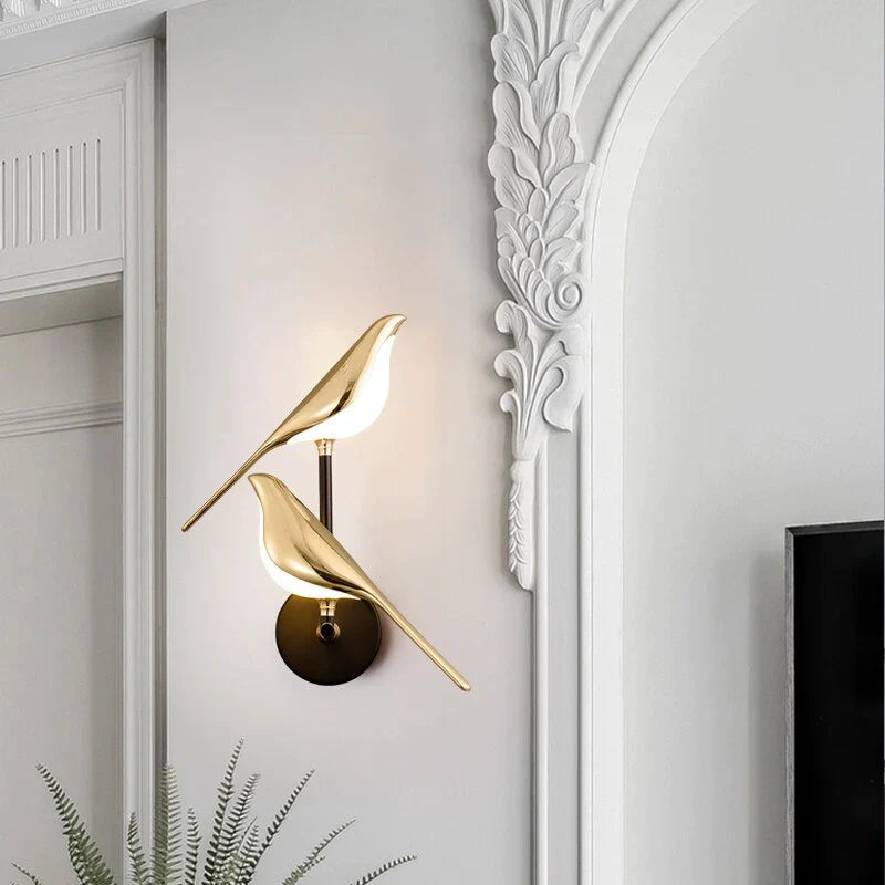 Vägglampa med Fågelmotiv i Metall 6