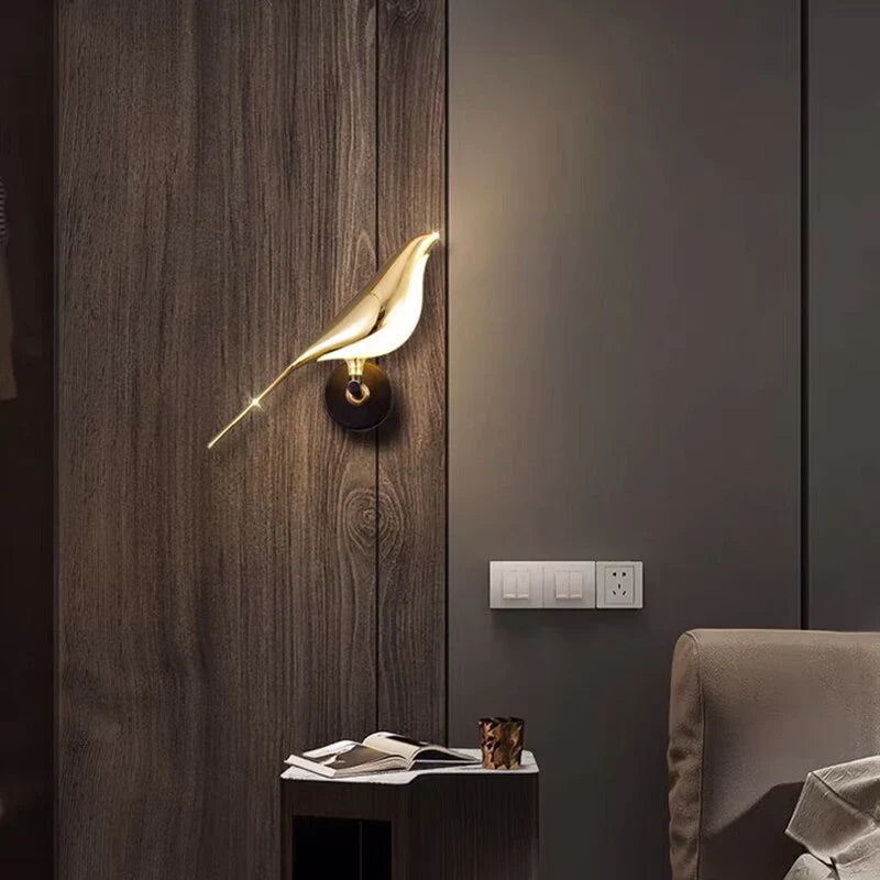 Vägglampa med Fågelmotiv i Metall 7