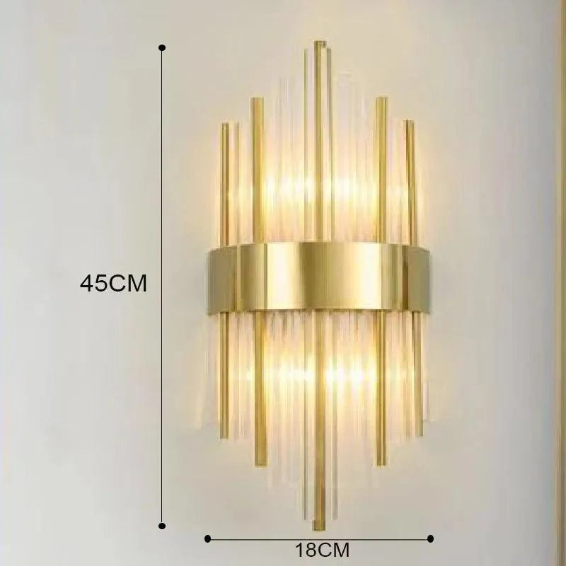 Vägglampa med Kristall och Guld Detaljer 14