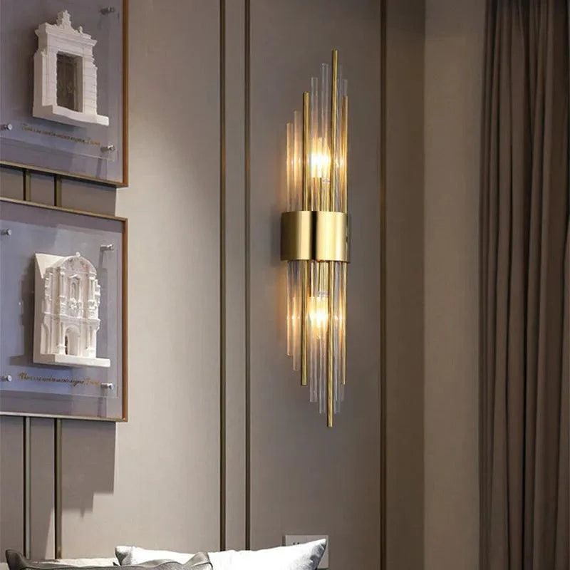 Vägglampa med Kristall och Guld Detaljer 2