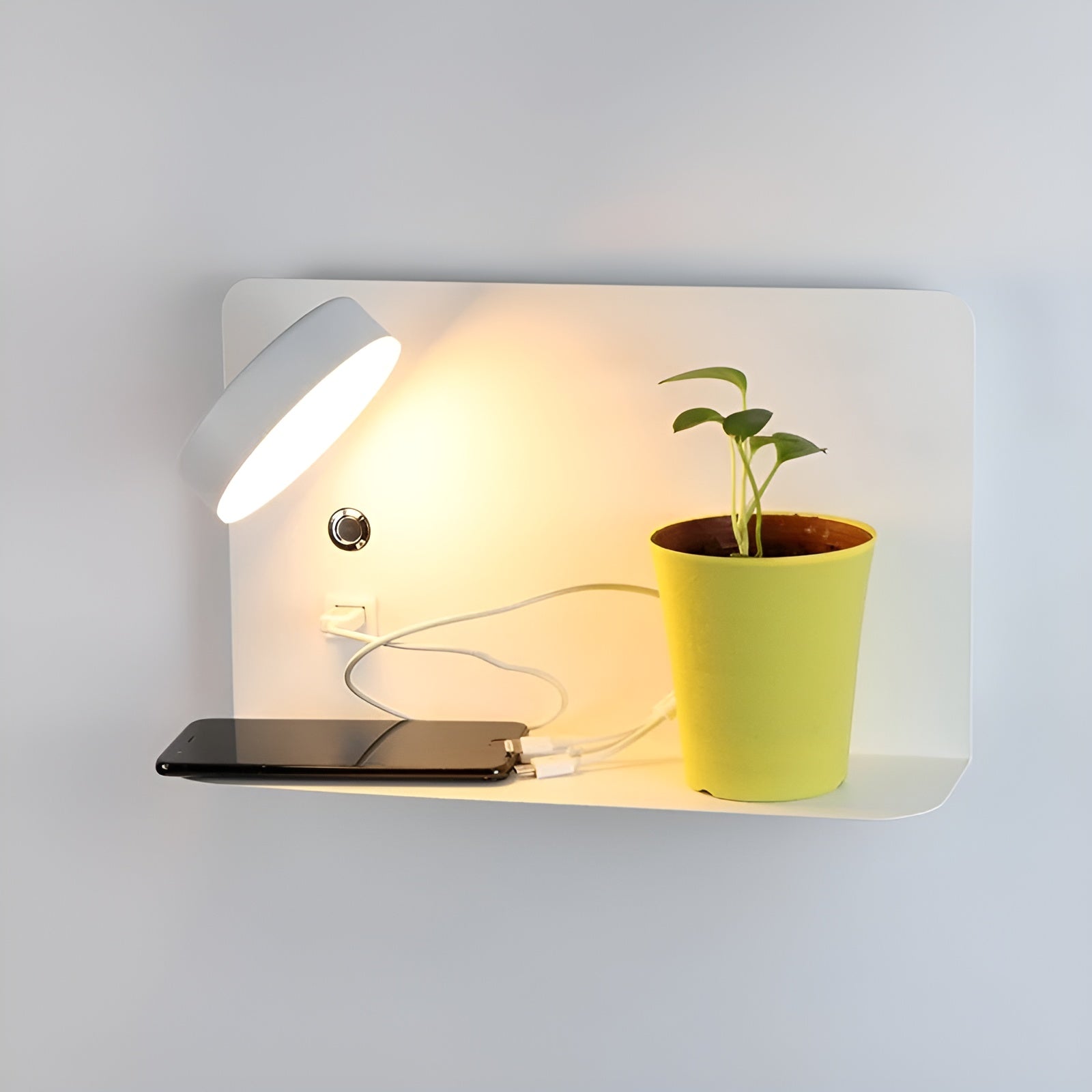 Vägglampa med USB-laddare och strömbrytare 3