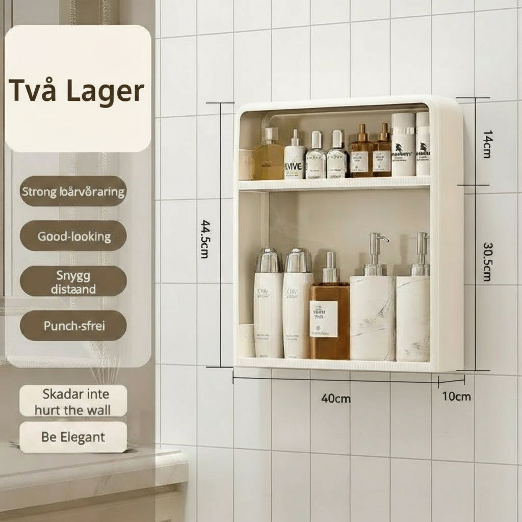 Väggmonterad Badrumsarrangör med Stämplingsfri Installation 0