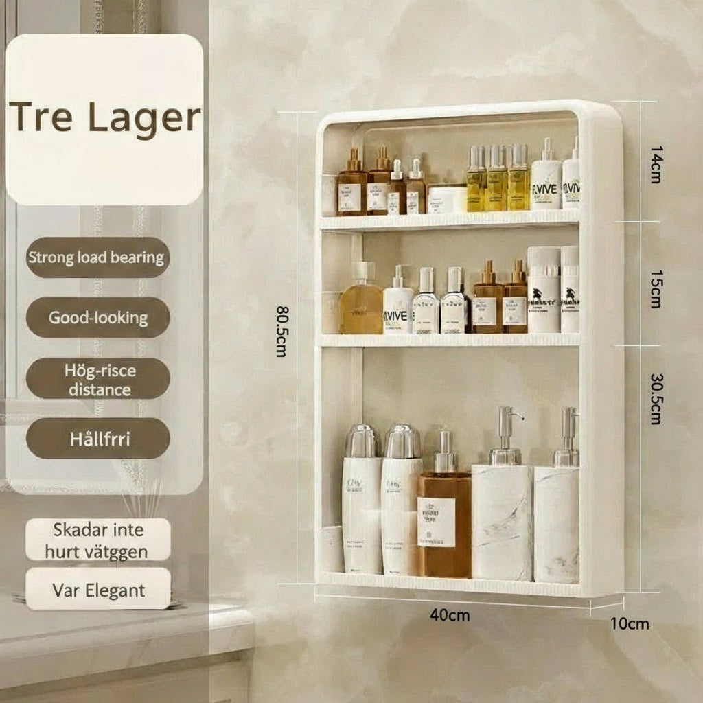 Väggmonterad Badrumsarrangör med Stämplingsfri Installation 10