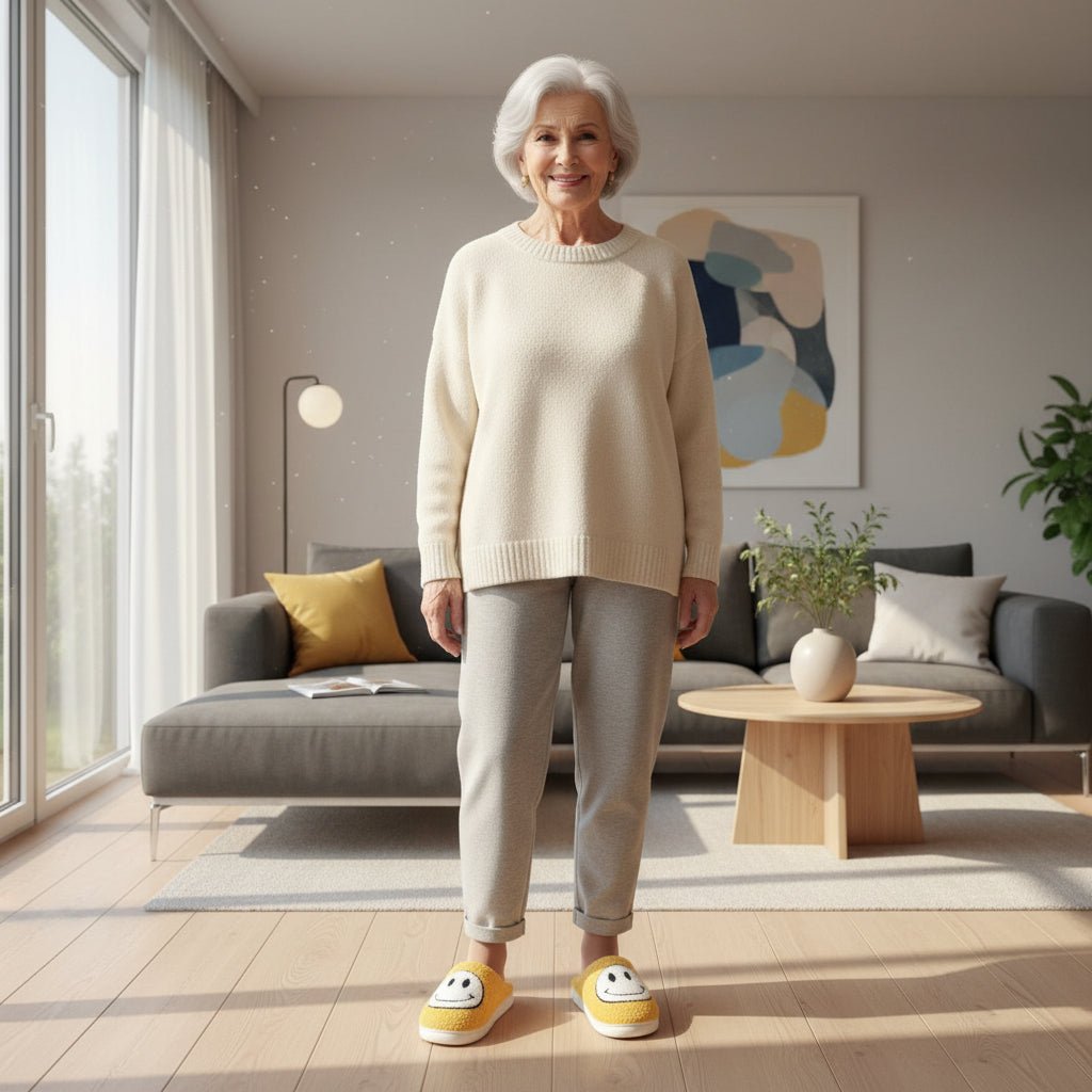 Vintertofflor för kvinnor med smiley-design 1