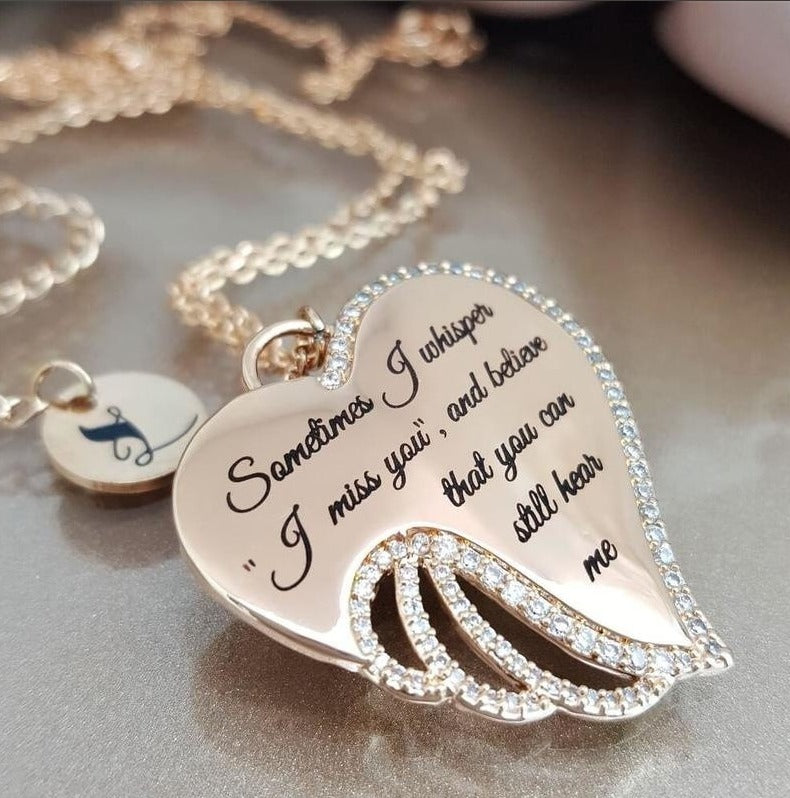 Ängel vinge hjärta halsband