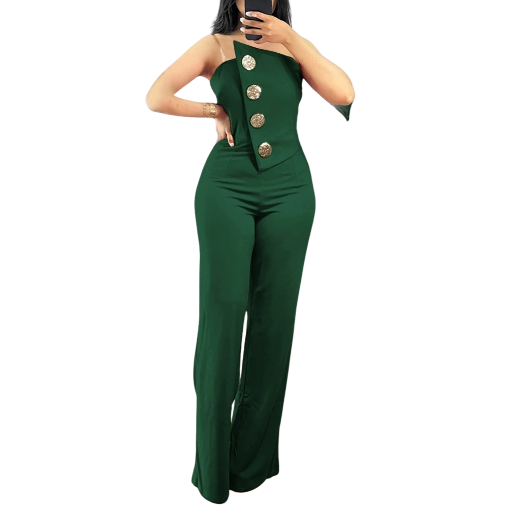 Asymmetrisk Bandeau Strapless Jumpsuit