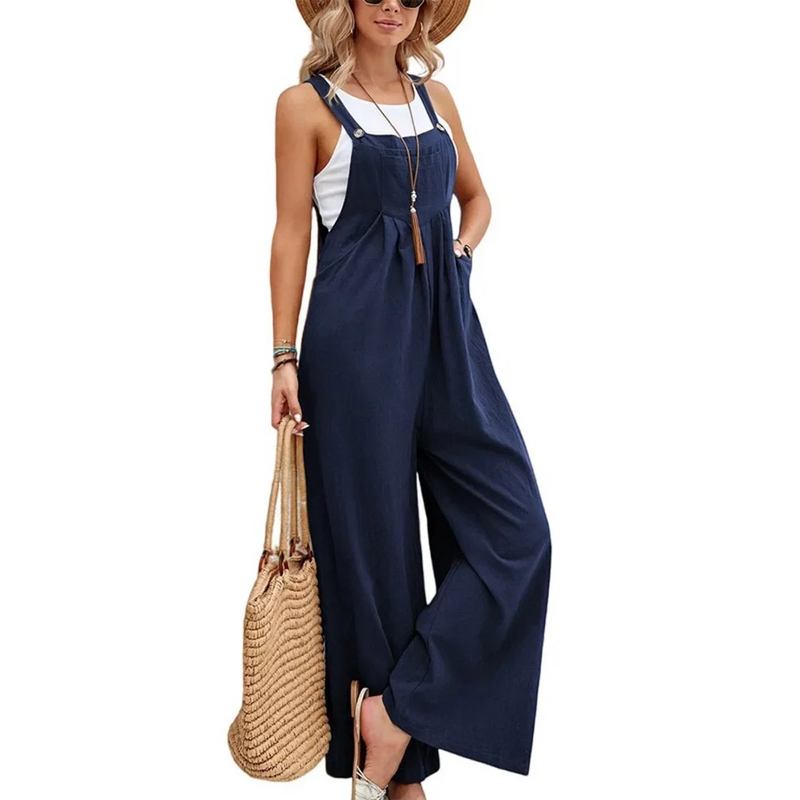 Baggy Bib Jumpsuit med vida ben för kvinnor