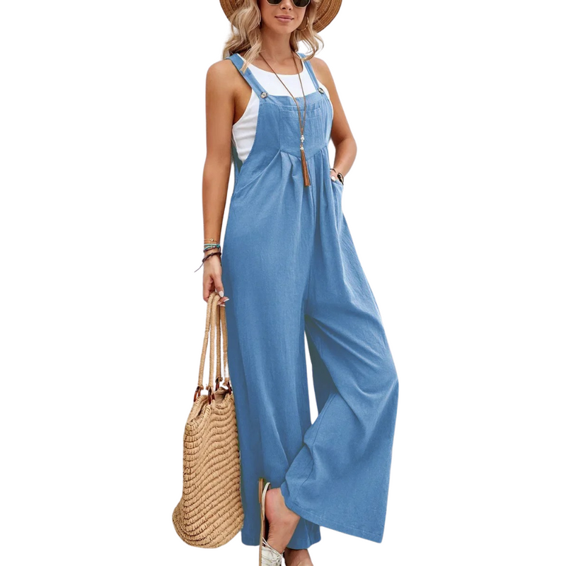 Baggy Bib Jumpsuit med vida ben för kvinnor