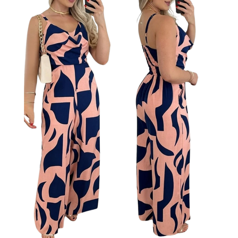 V-neckade jumpsuits med vida ben för kvinnor