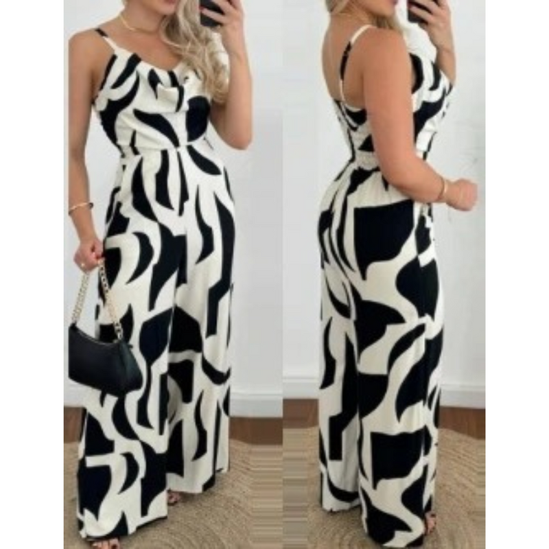 V-neckade jumpsuits med vida ben för kvinnor