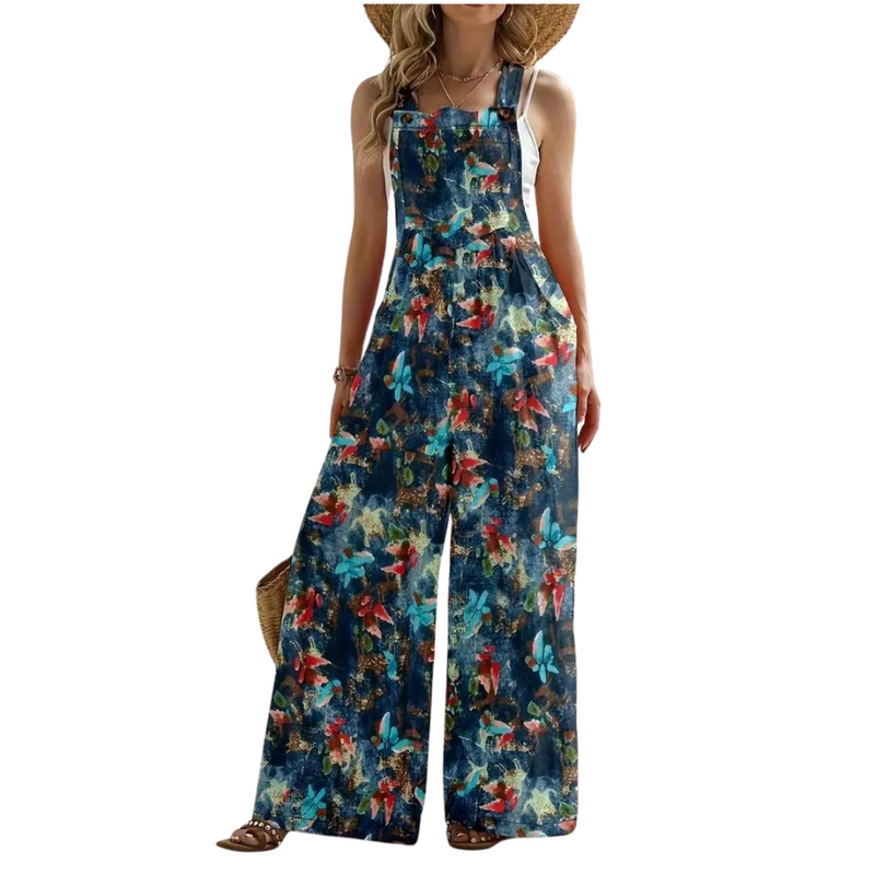 Bohemisk jumpsuit med vida ben för kvinnor