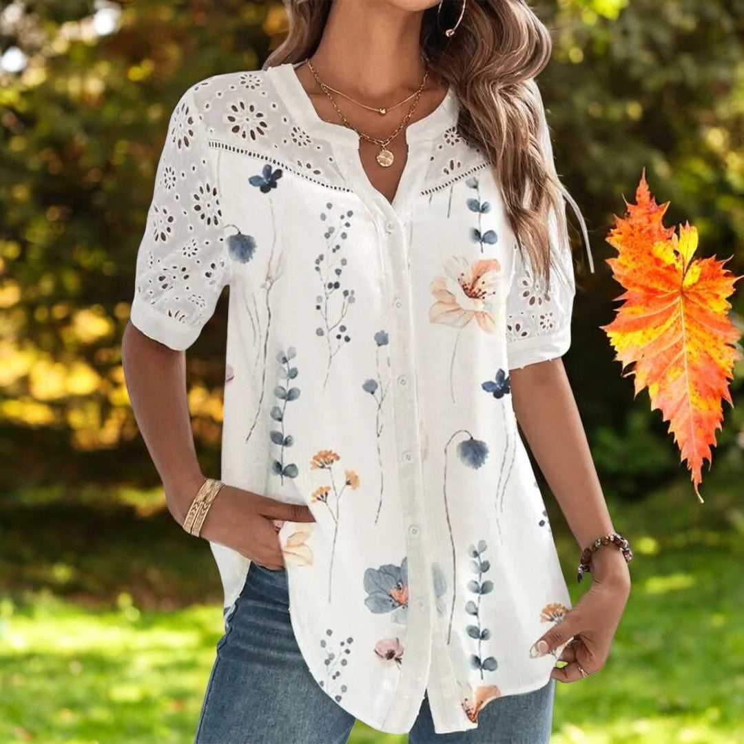 Kortärmad casual blus för kvinnor