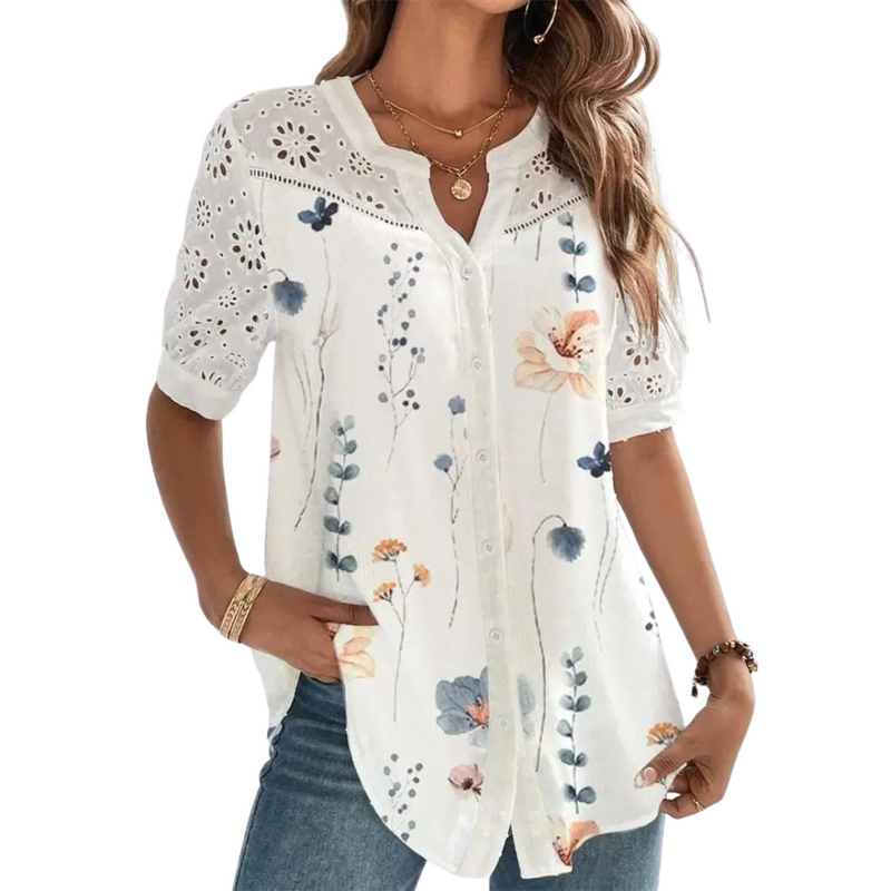 Kortärmad casual blus för kvinnor
