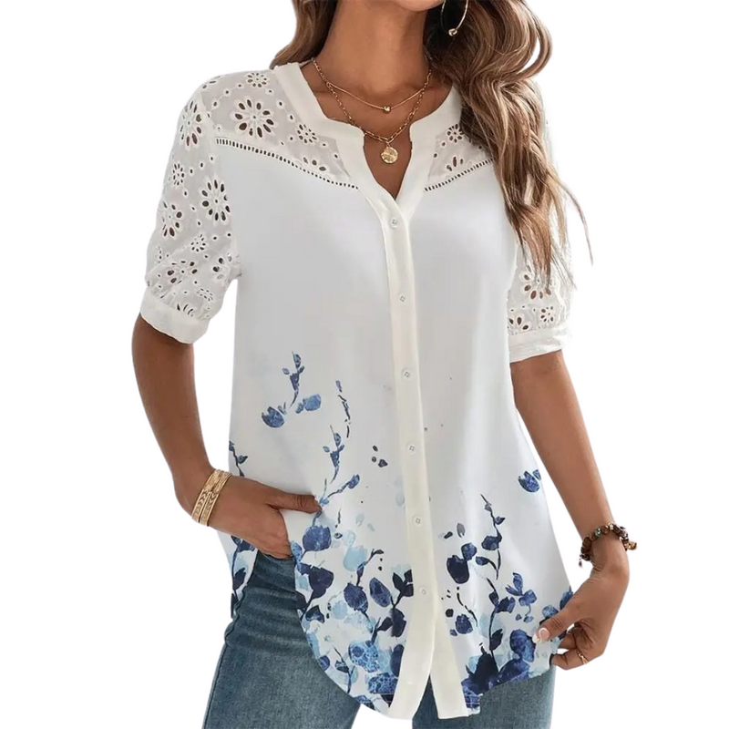 Kortärmad casual blus för kvinnor
