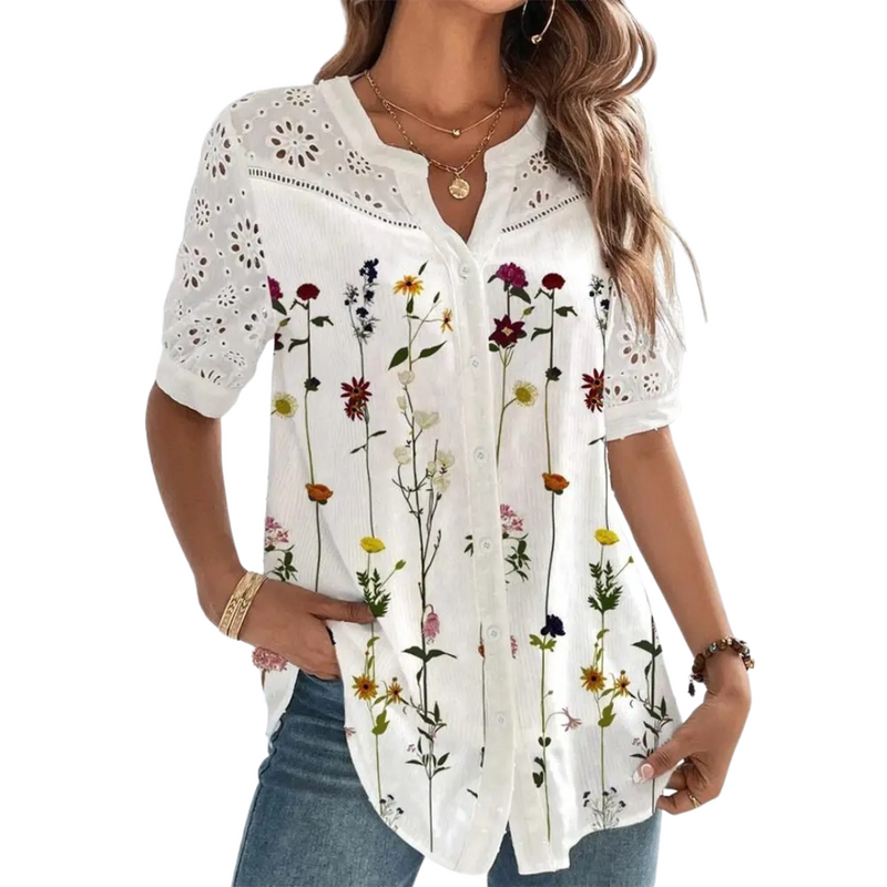 Kortärmad casual blus för kvinnor