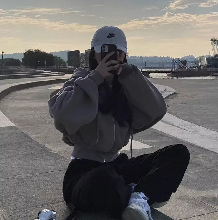 Överdimensionerad Crop Top Hoodie för kvinnor