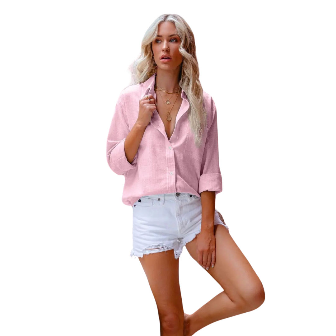Casual linneskjorta för kvinnor