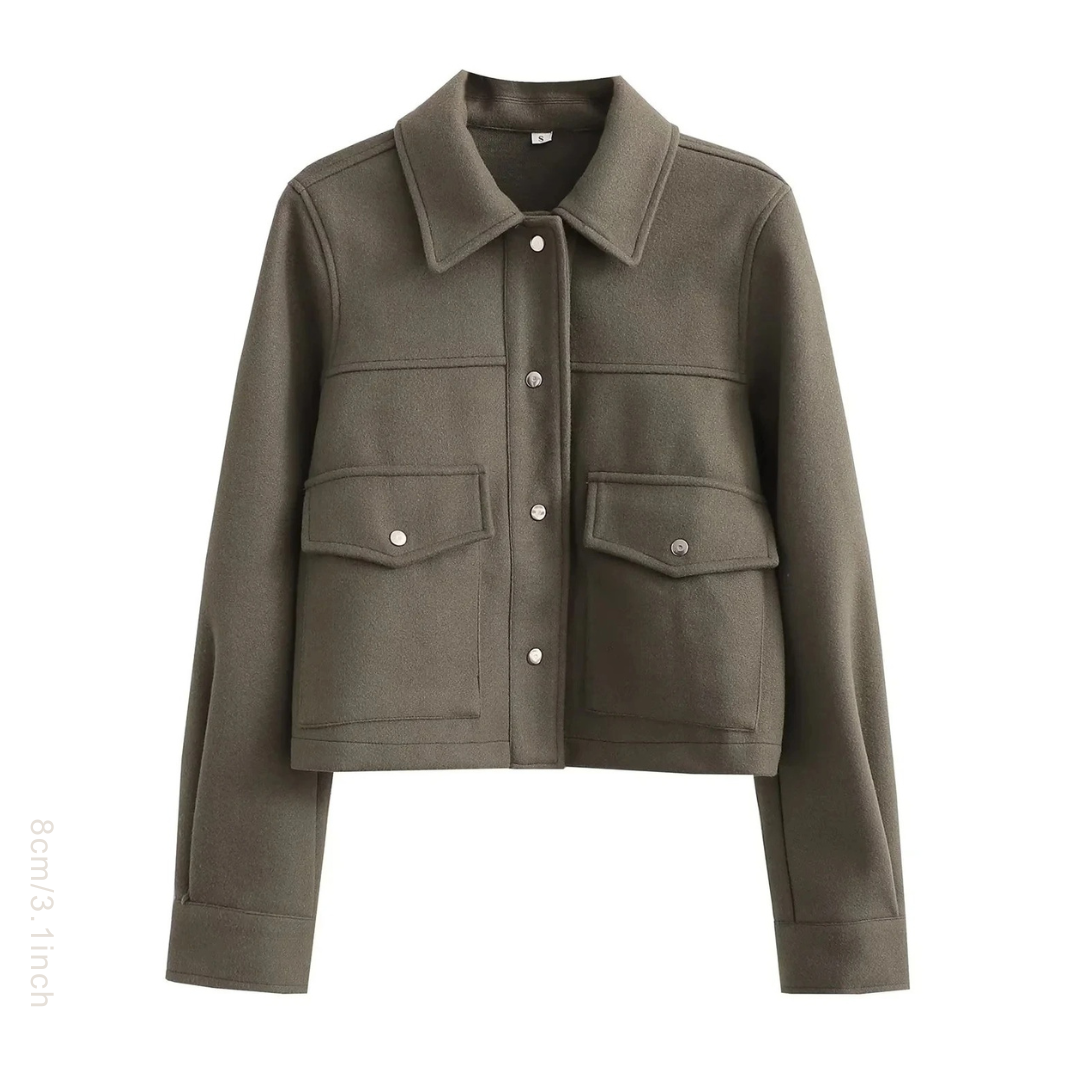 Croppad bomberjacka för kvinnor